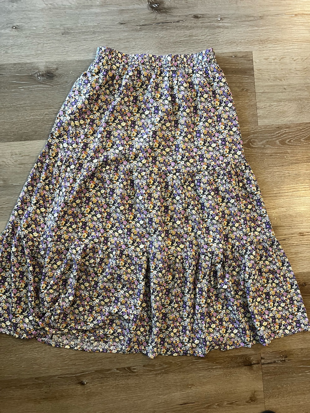 Floral 3 Tiered Maxi Skirt - Purple Floral